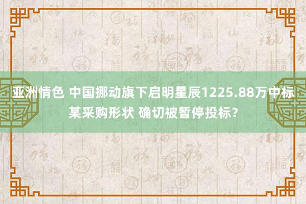 亚洲情色 中国挪动旗下启明星辰1225.88万中标某采购形状 确切被暂停投标？